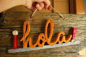 Hola Bienvenido Madera Letrero Regalo